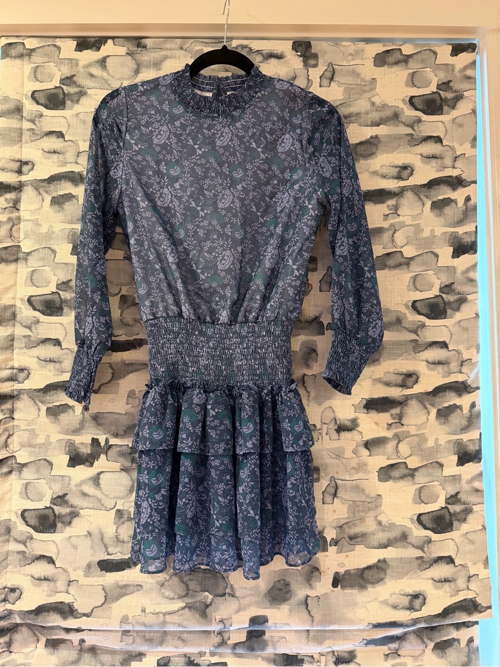 Girls' Floral Long Sleeve Smocked Waist Tiered Dress Size 12